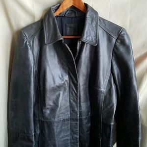 Heavy long leather coat 36w x 46 long S/M